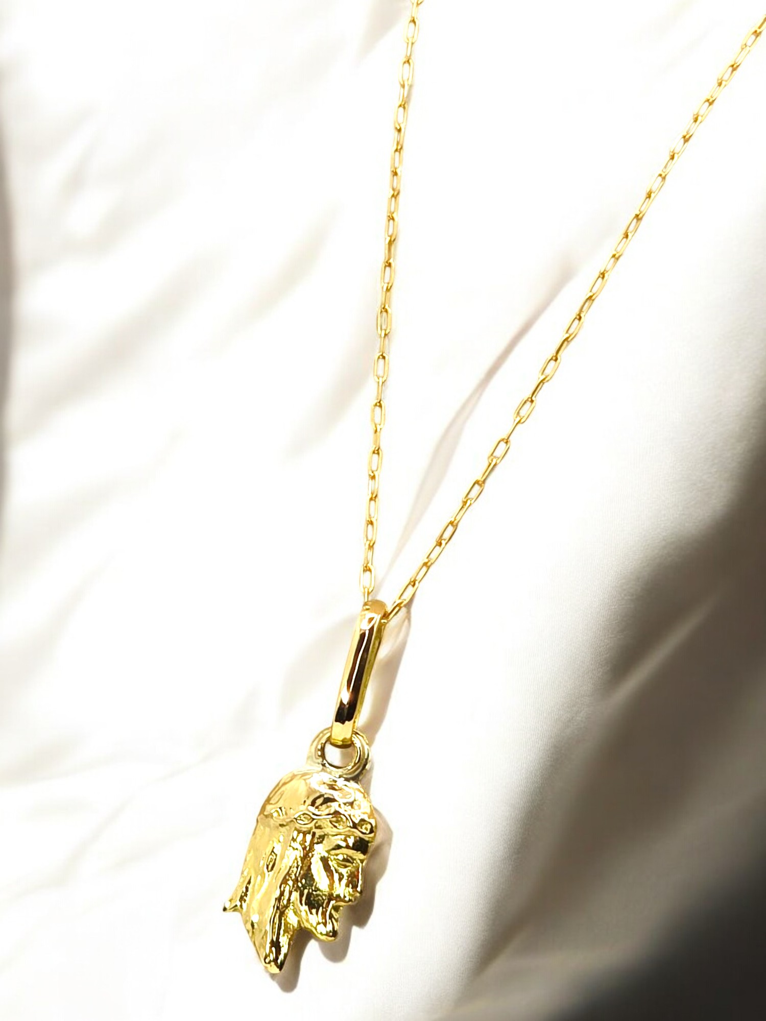 Cadena eslabón limado 50 cm y rostro cristo 2 cm Oro 18k 4