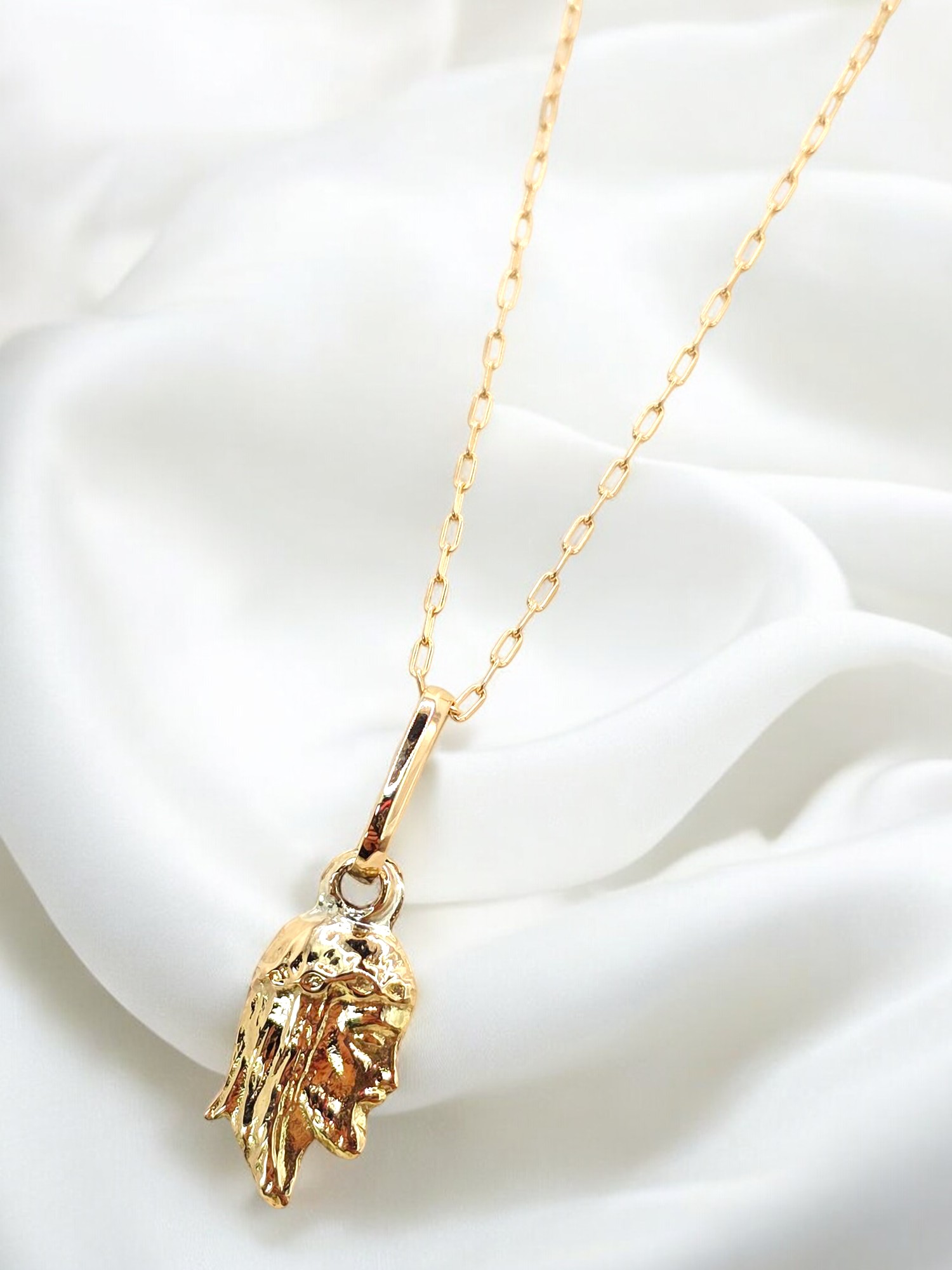 Cadena eslabón limado 50 cm y rostro cristo 2 cm Oro 18k 1