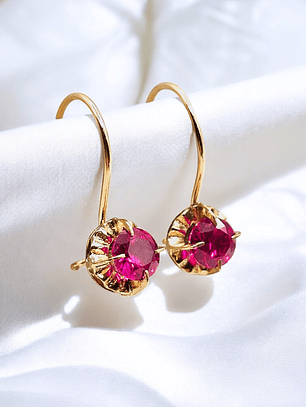 Aros chaton colgante rubí Oro 18k