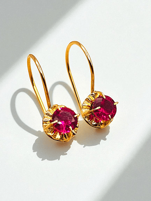 Aros chaton colgante rubí Oro 18k