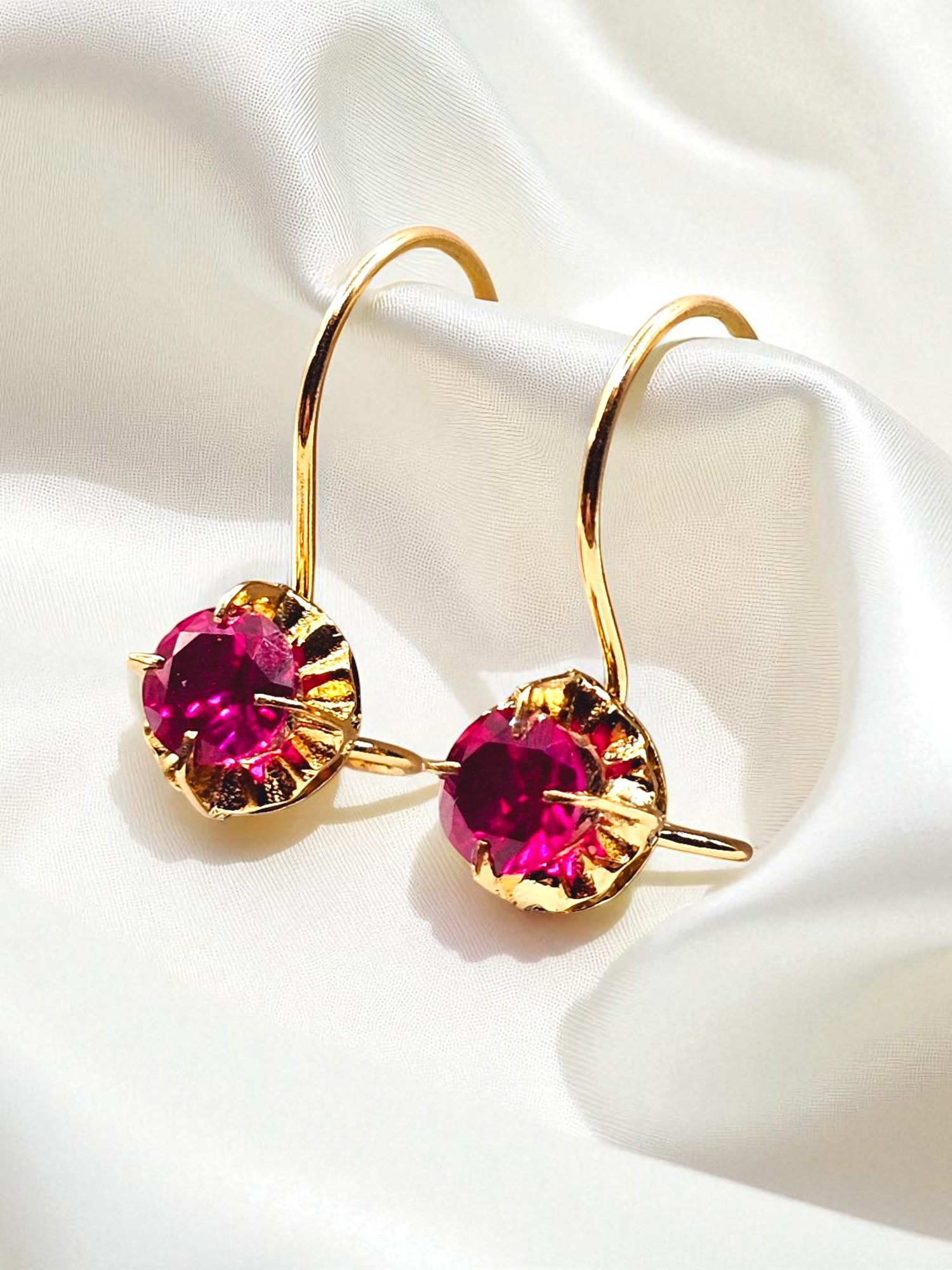 Aros chaton colgante rubí Oro 18k 4