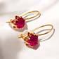 Aros chatón Italiano con gancho rubí grandes Oro 18k - Miniatura 4