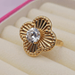 Anillo flor tallada circon Oro 18k - Miniatura 4