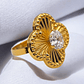 Anillo flor tallada circon Oro 18k - Miniatura 2