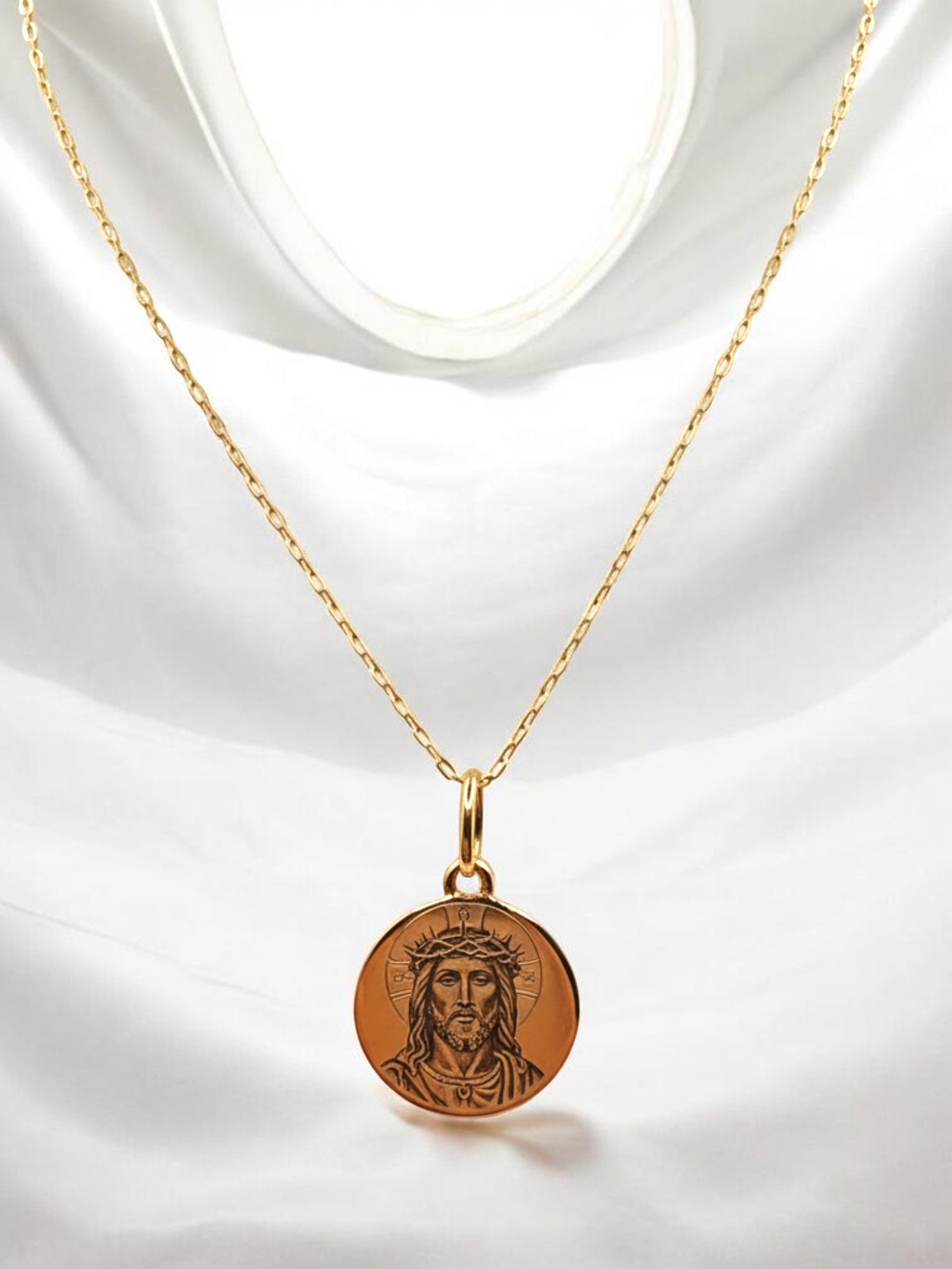 Cadena eslabon limado 50 cm fotograbado disco Oro 18k 1