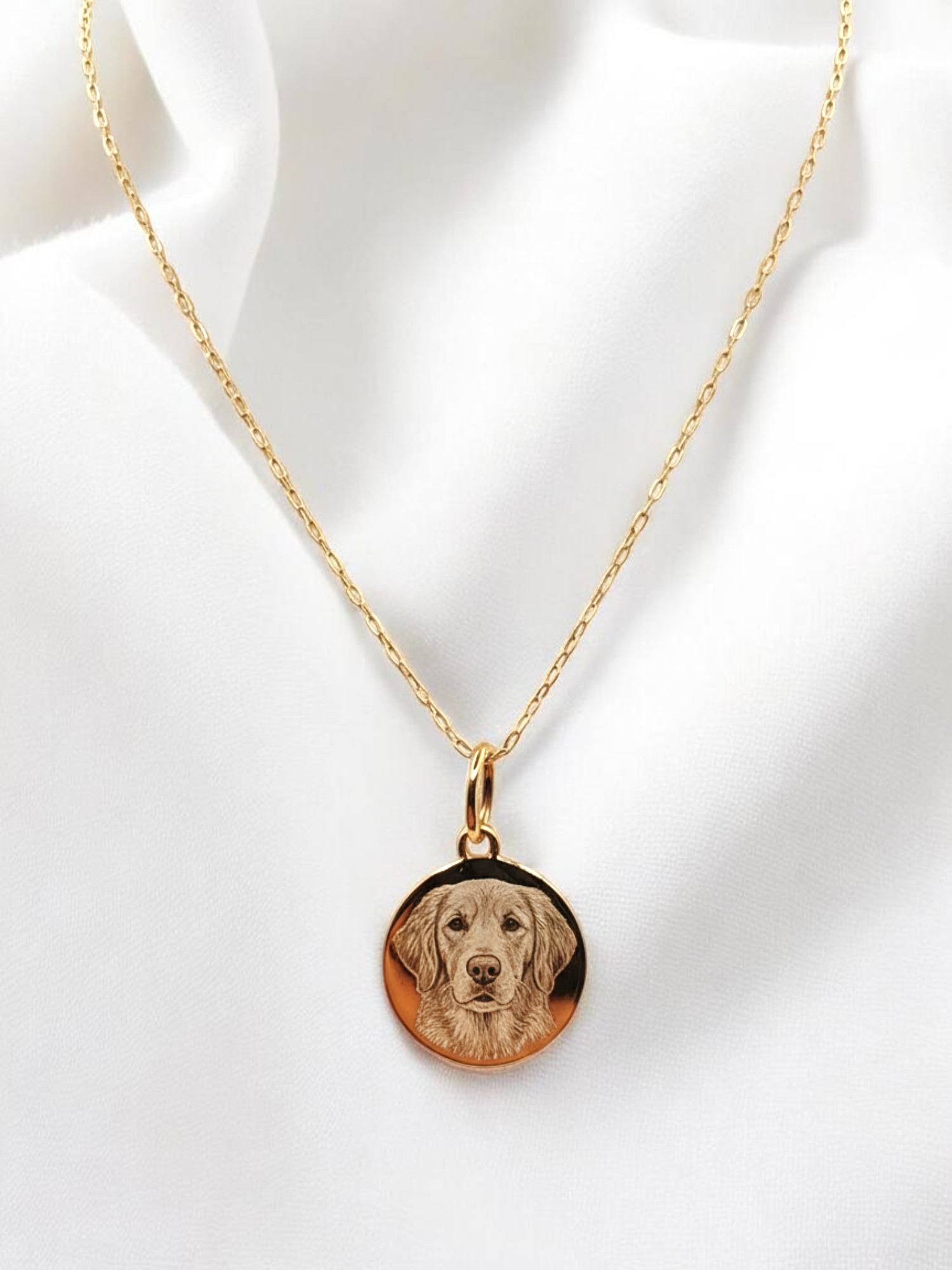 Cadena eslabon limado 50 cm fotograbado disco Oro 18k 2