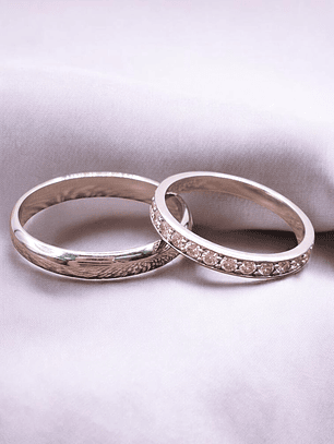 Argollas de matrimonio circones 3 mm Oro blanco 18k