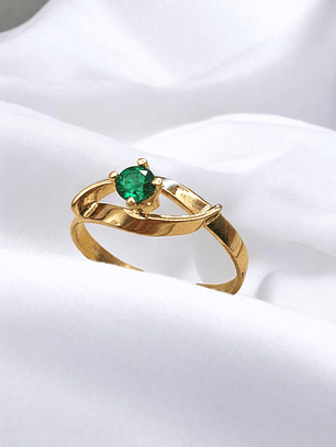 Anillo entrelazado 4 grifas esmeralda Oro 18k