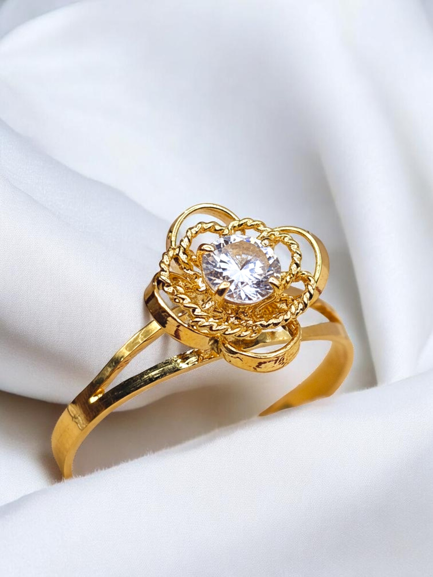 Anillo doble rosa circon Oro 18k 1