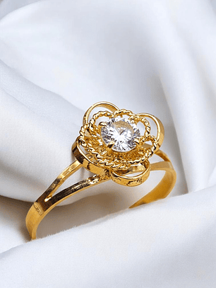 Anillo doble rosa circon Oro 18k