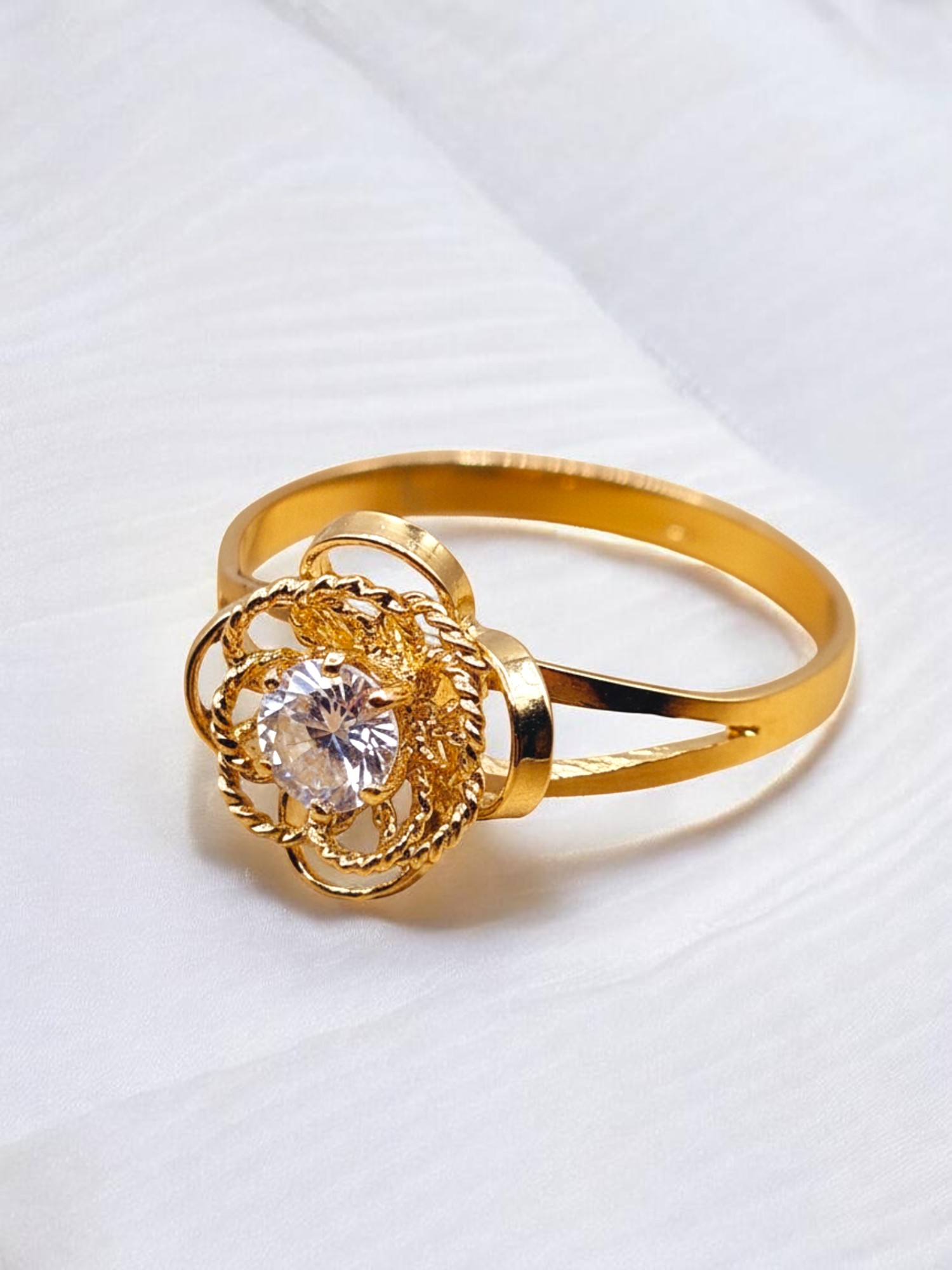 Anillo doble rosa circon Oro 18k 3