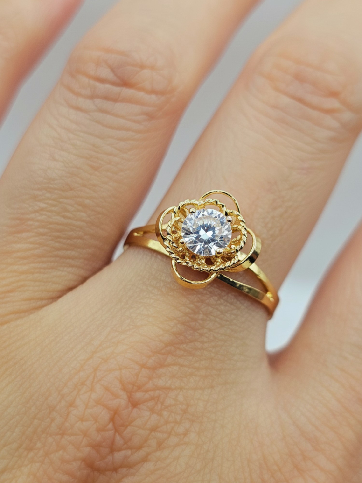 Anillo doble rosa circon Oro 18k 2