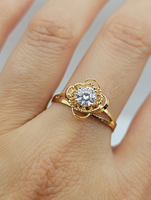 Anillo doble rosa circon Oro 18k
