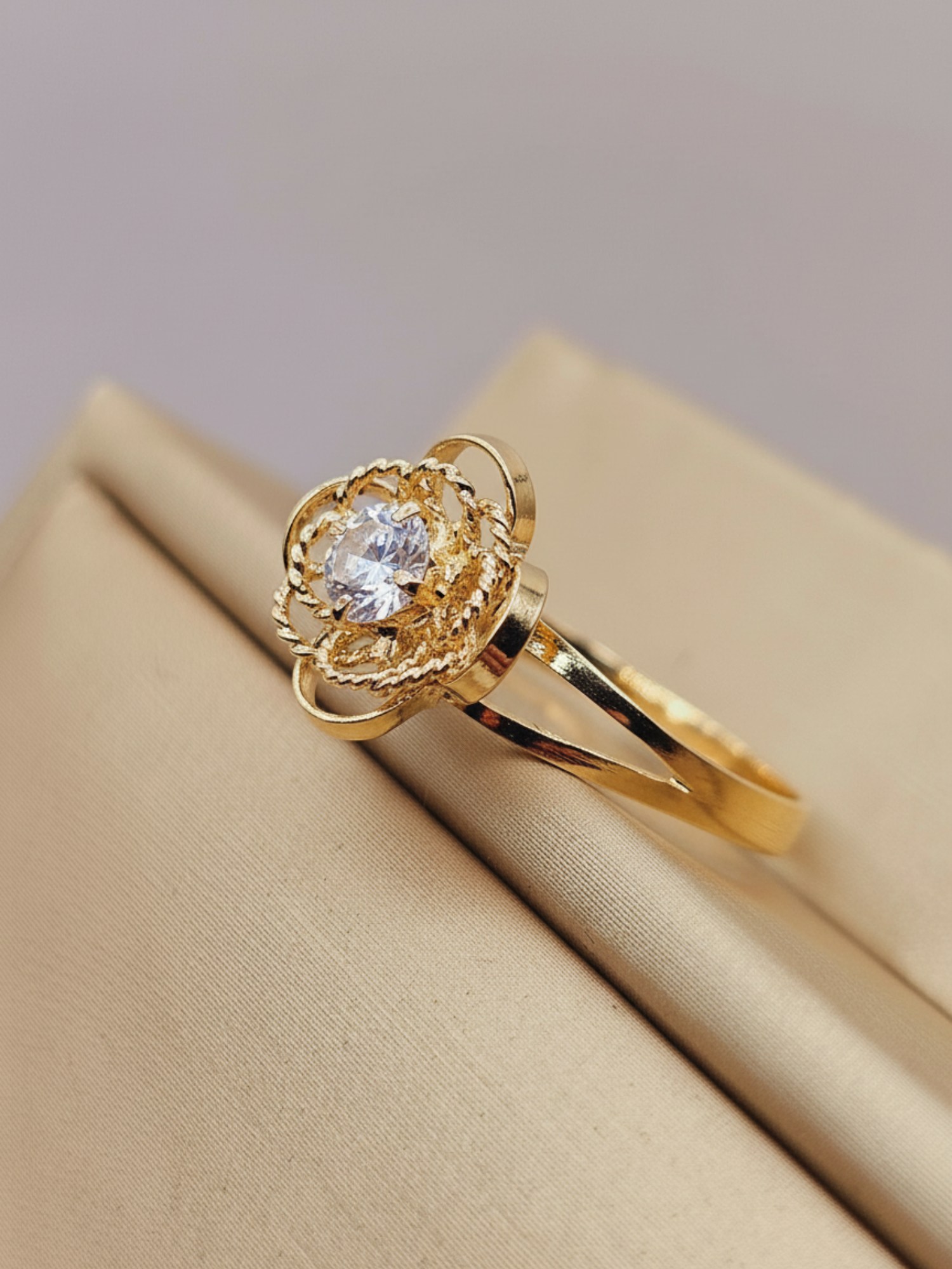 Anillo doble rosa circon Oro 18k 4