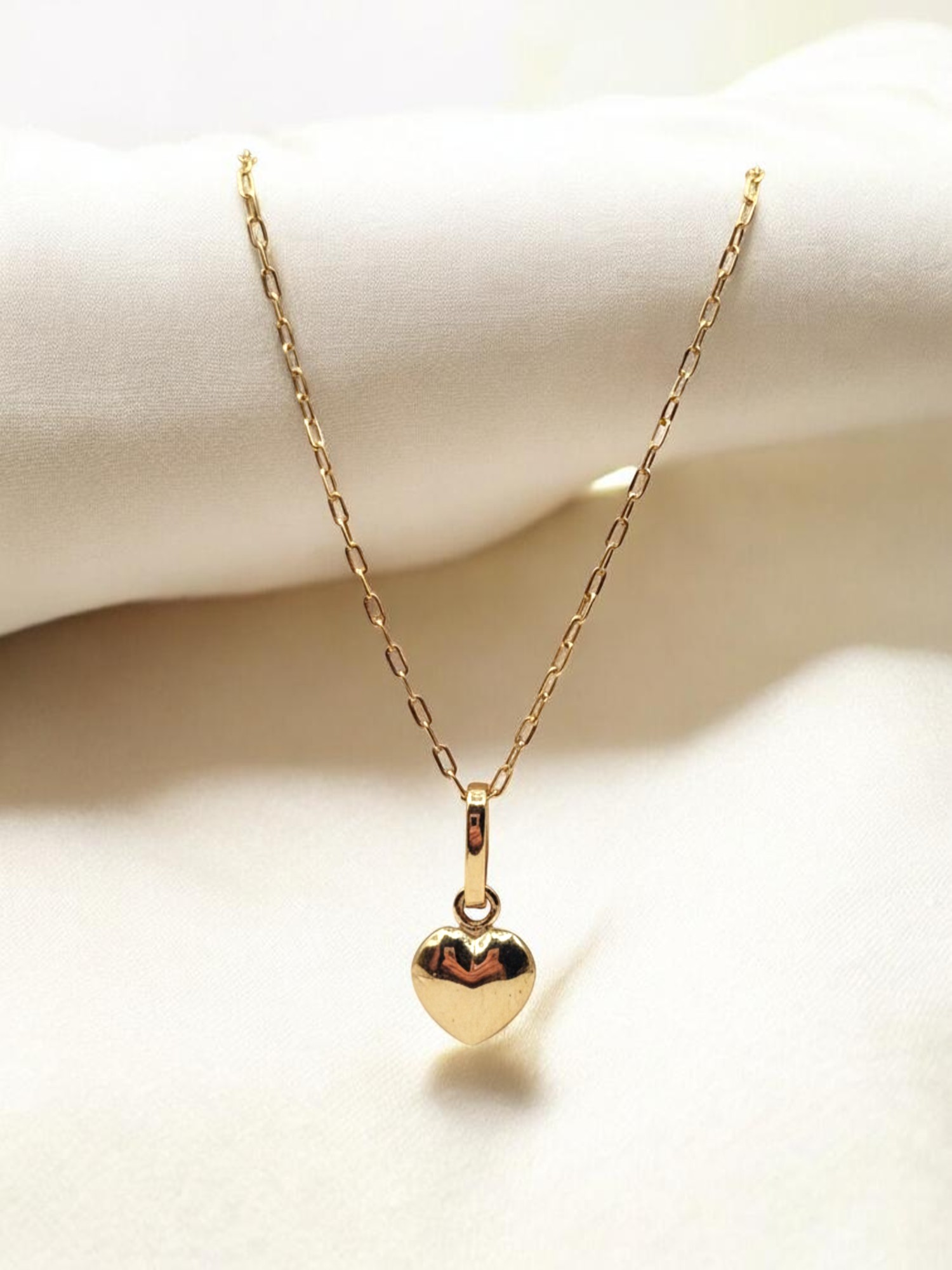 Cadena eslabón limado 45 cm y colgante corazón 1.4 cm Oro 18k 5