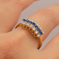 Anillo cintillo zafiros y circones grande Oro 18k - Miniatura 4