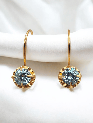 Aros chaton colgante aguamarina Oro 18k