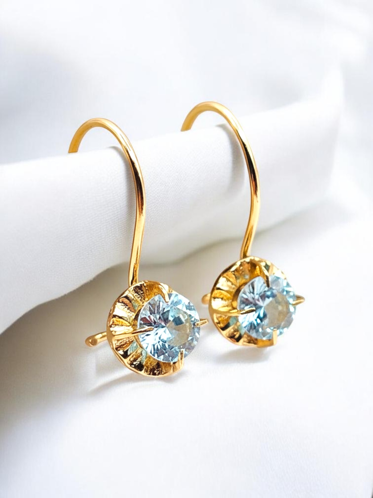 Aros chaton colgante aguamarina Oro 18k 2