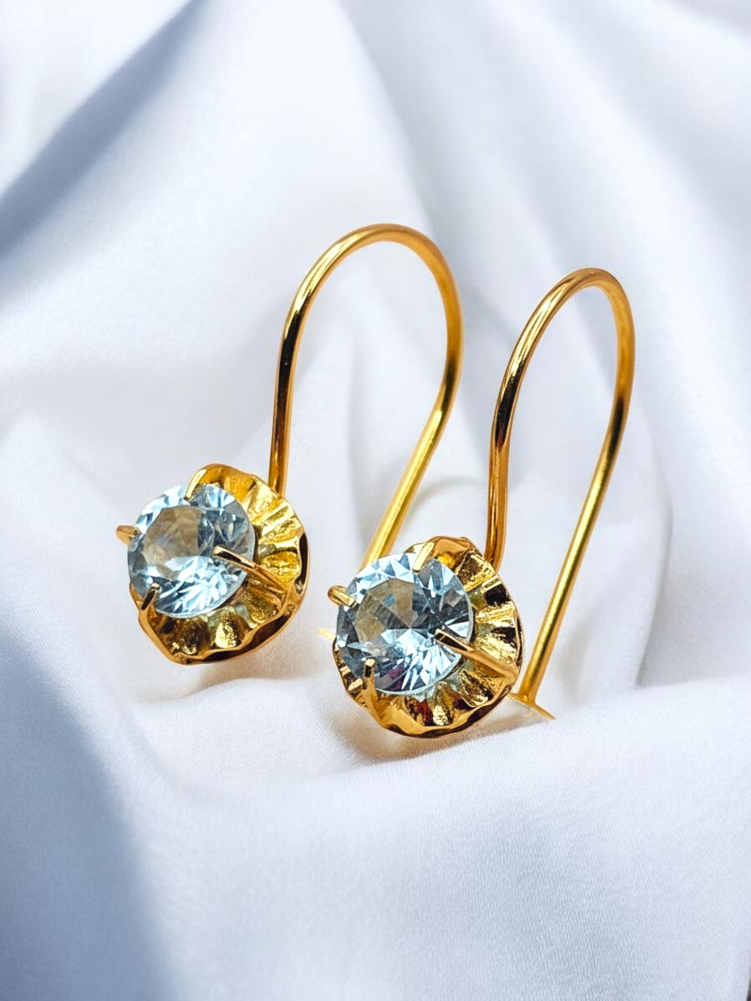 Aros chaton colgante aguamarina Oro 18k 5