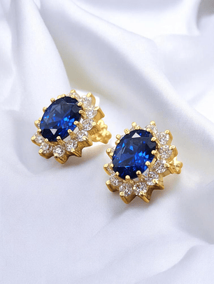 Aros lady zafiro y circones Oro 18k