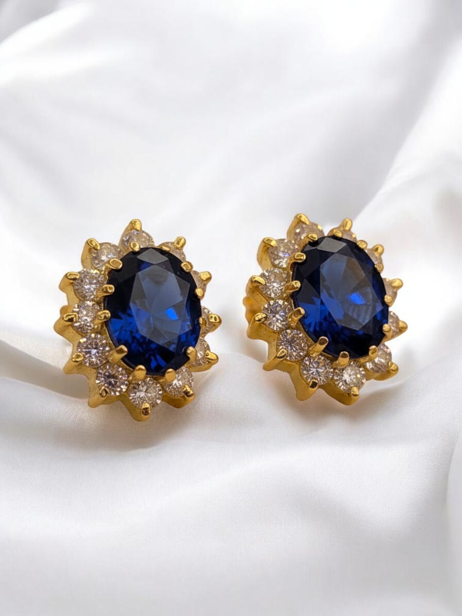 Aros lady zafiro y circones Oro 18k 1