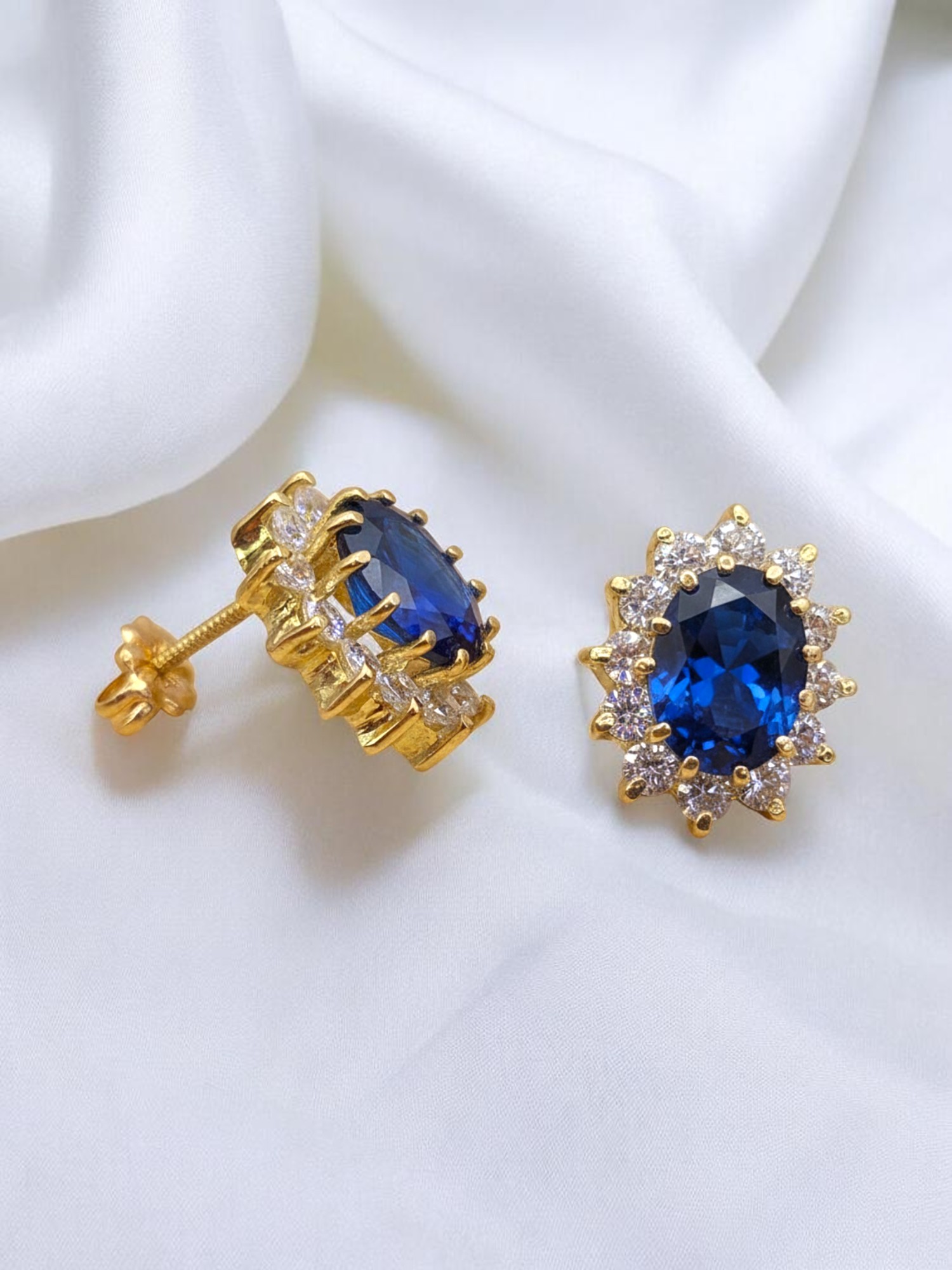 Aros lady zafiro y circones Oro 18k 3