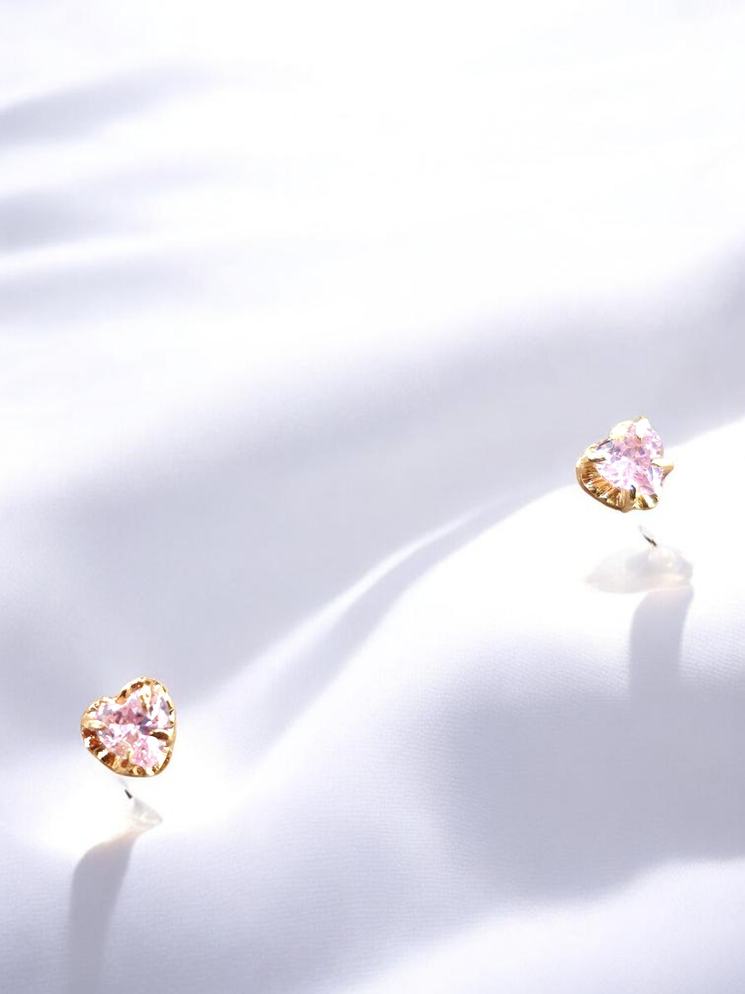 Aros chatón corazón rosa de Francia 5 mm Oro 18k 5