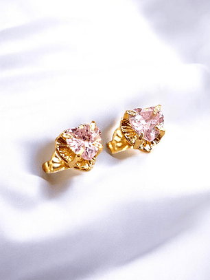 Aros chatón corazón rosa de Francia 5 mm Oro 18k