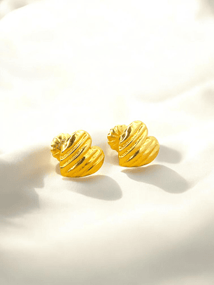 Aros corazón satinado 9 mm Oro 18k