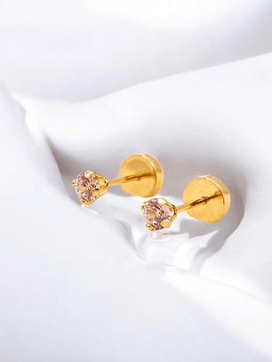 Aros abridores punto de luz rosa de francia 3 mm Oro 18k