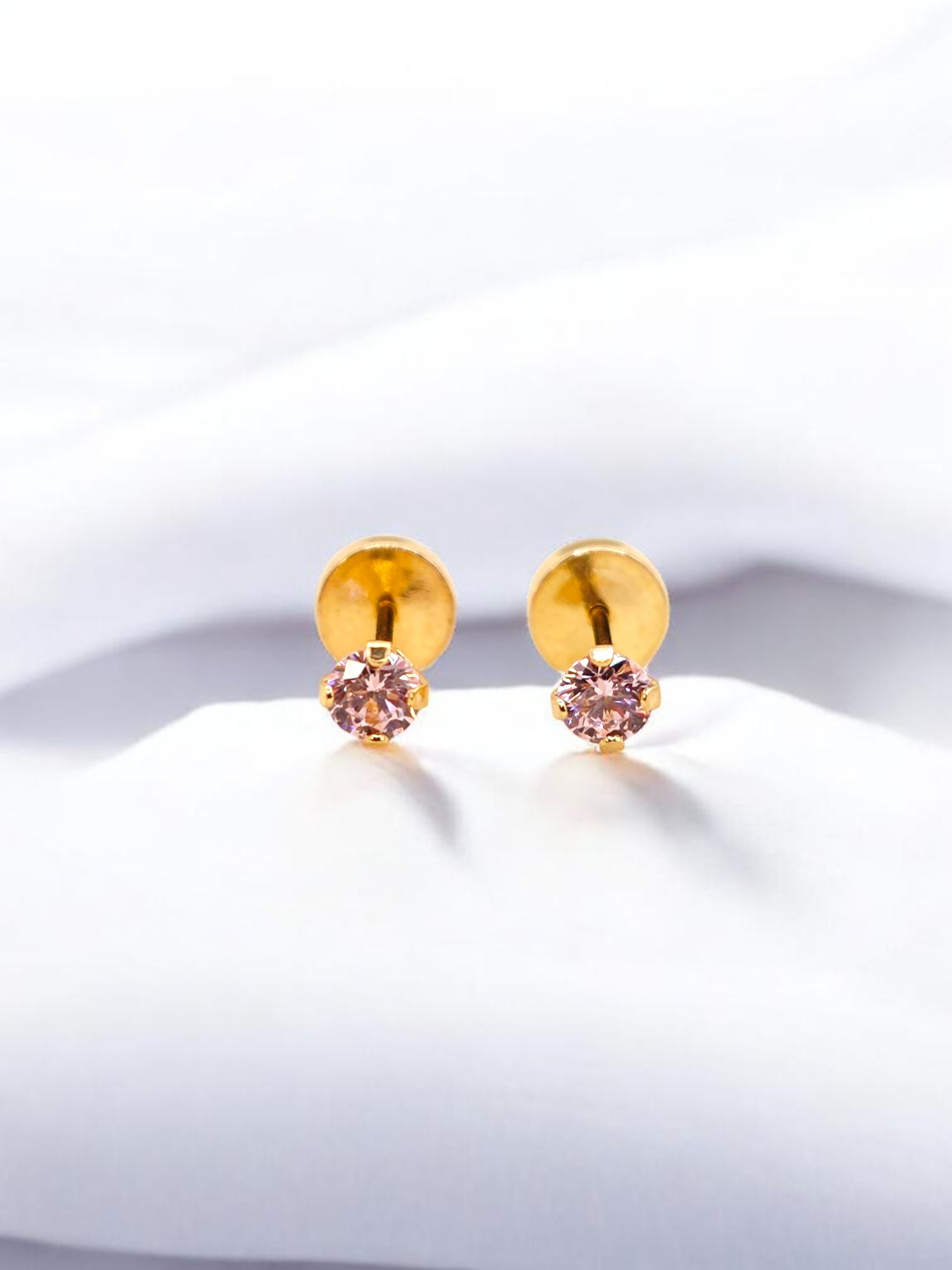 Aros abridores punto de luz rosa de francia 3 mm Oro 18k 3