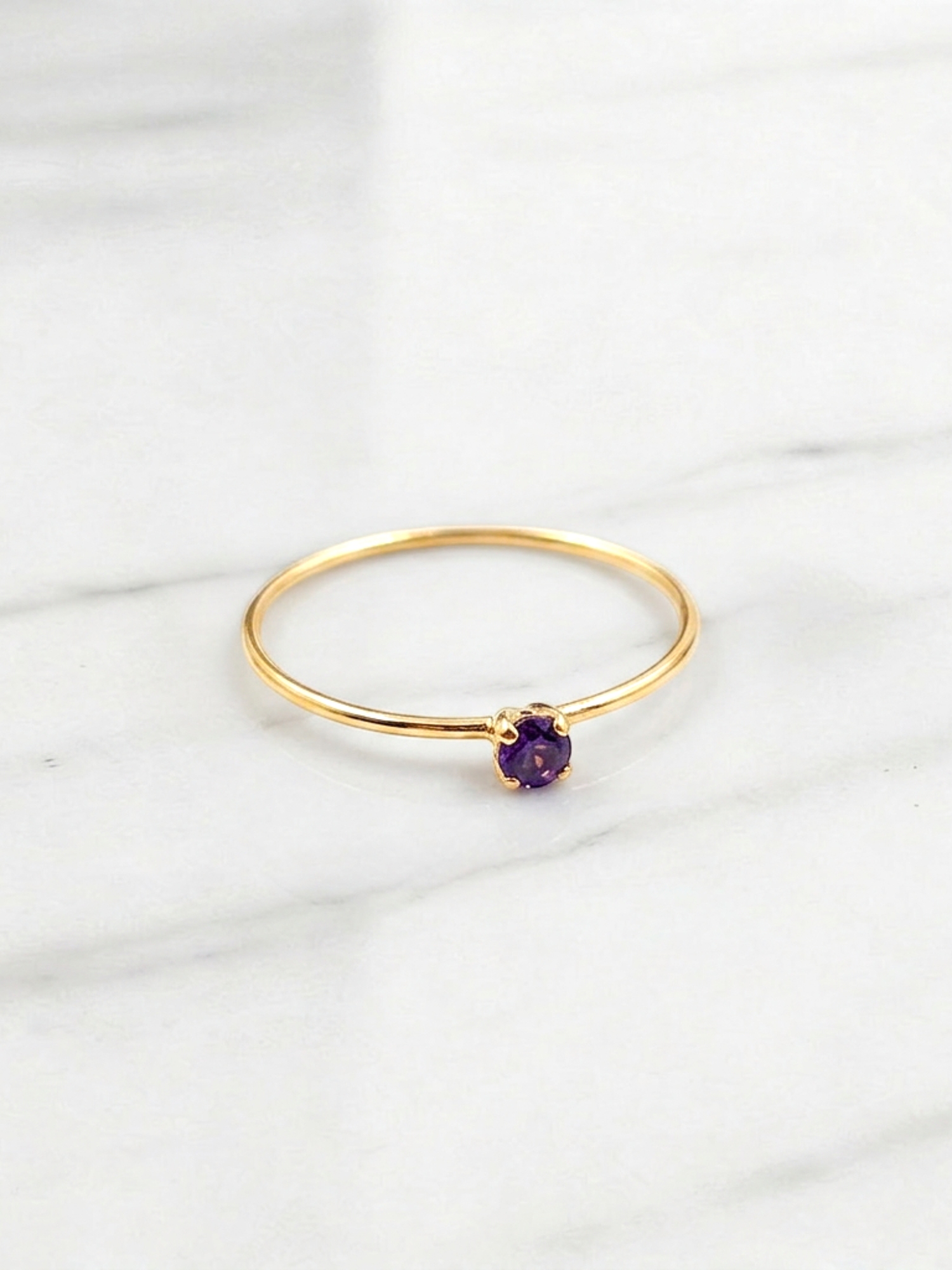Anillo solitario juvenil amatista Oro 18k 2