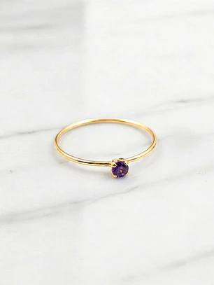 Anillo solitario juvenil amatista Oro 18k