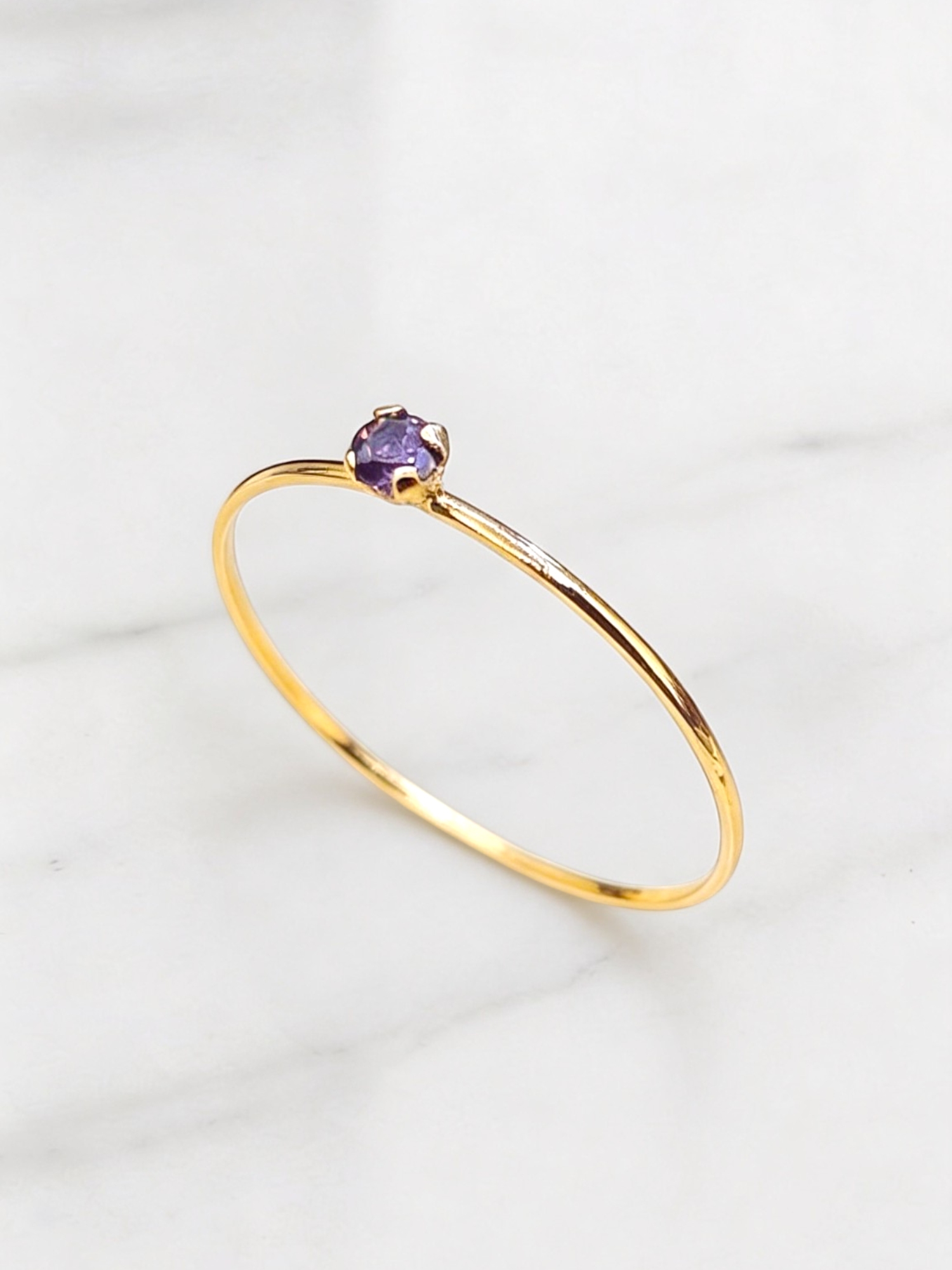 Anillo solitario juvenil amatista Oro 18k 1