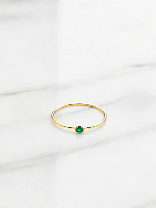 Anillo solitario juvenil esmeralda Oro 18k