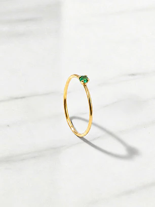 Anillo solitario juvenil esmeralda Oro 18k