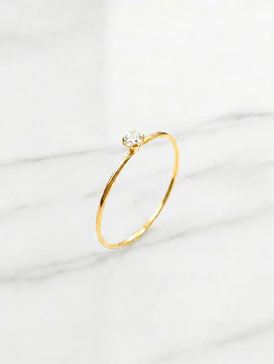 Anillo solitario juvenil circón Oro 18k