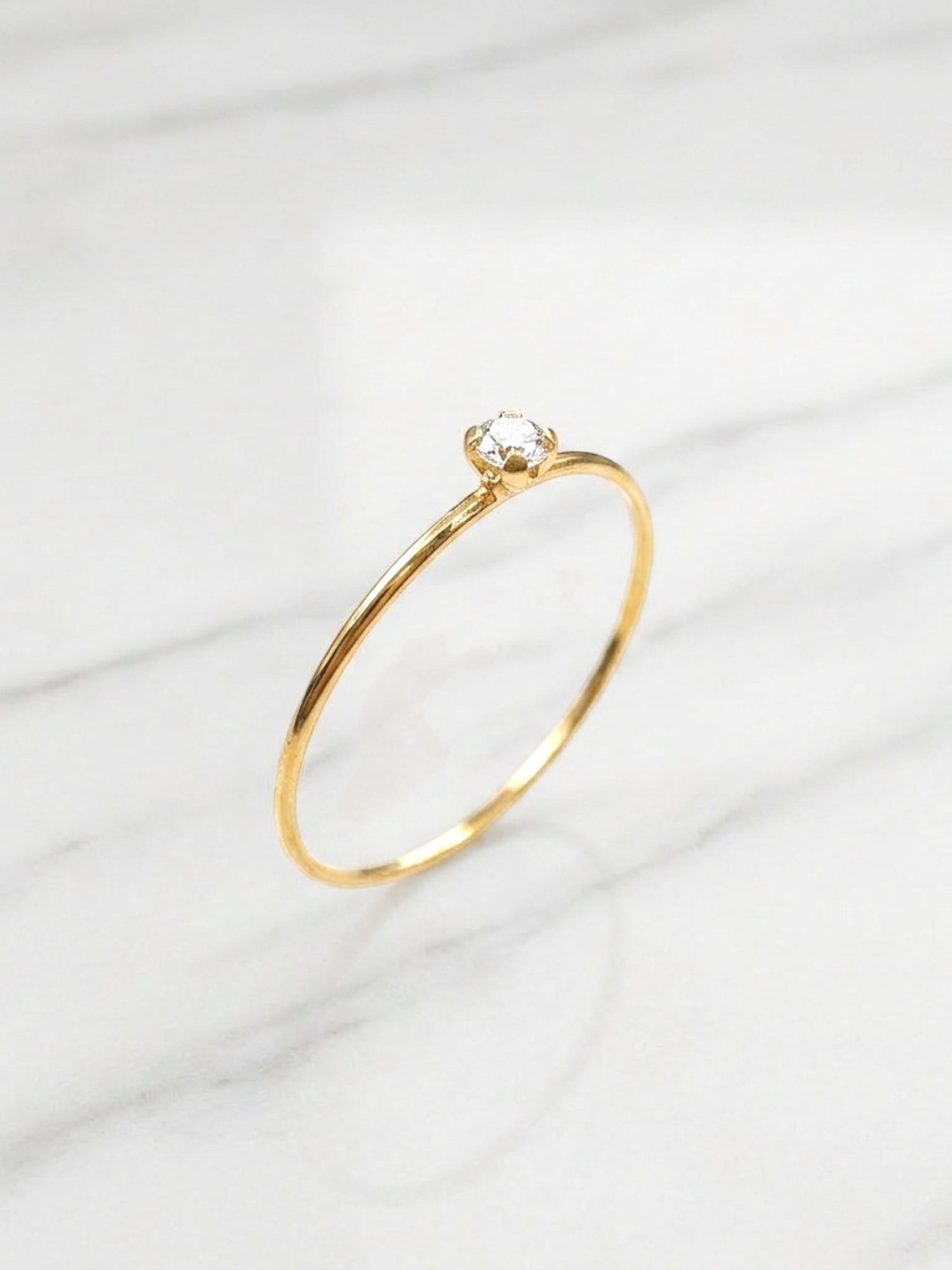 Anillo solitario juvenil circón Oro 18k 1