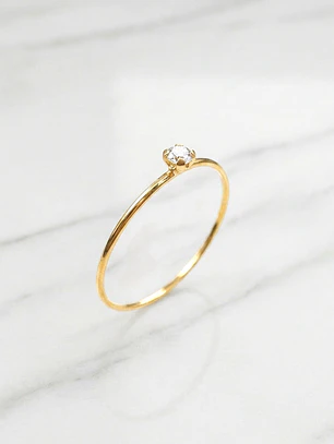 Anillo solitario juvenil circón Oro 18k
