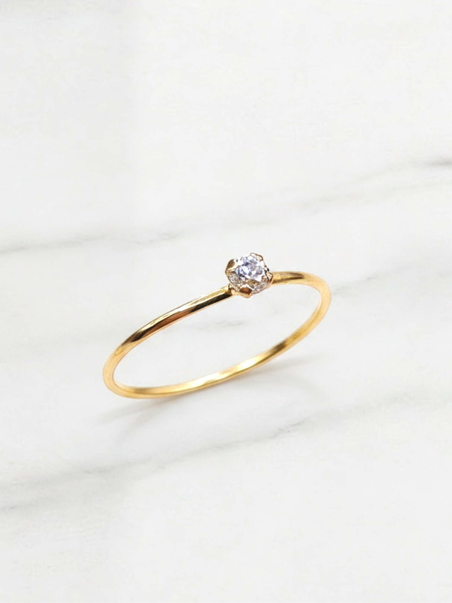 Anillo solitario juvenil circón Oro 18k 3