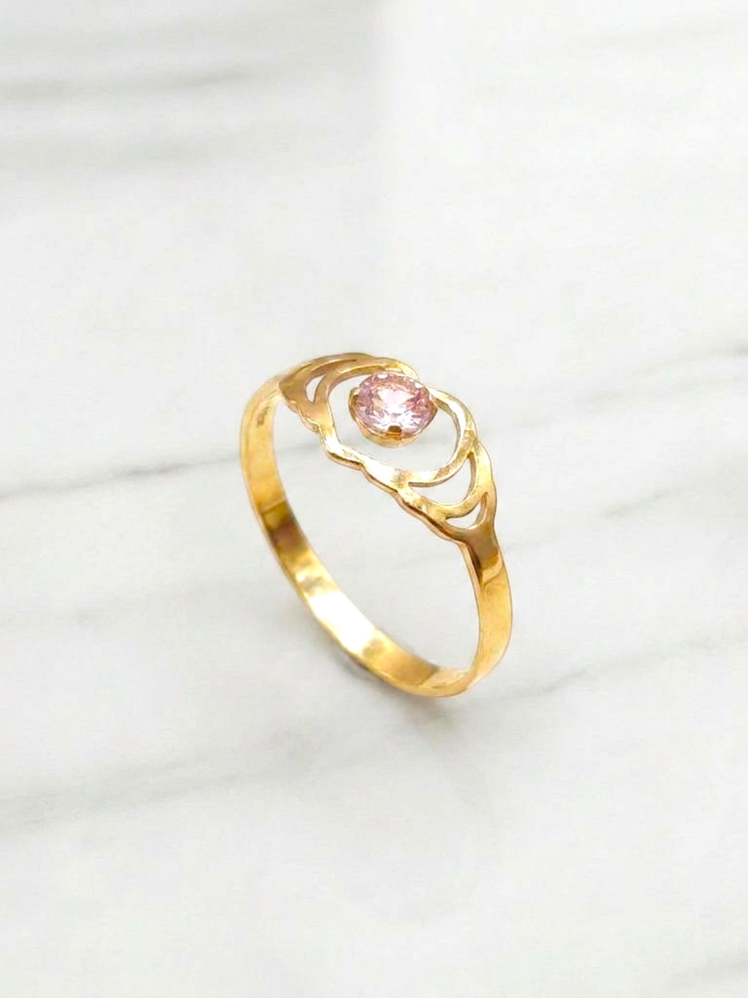 Anillo silueta dos corazones Rosa de francia Oro 18k 2