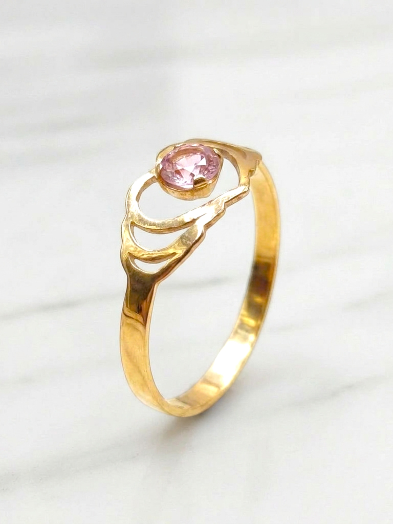 Anillo silueta dos corazones Rosa de francia Oro 18k 3