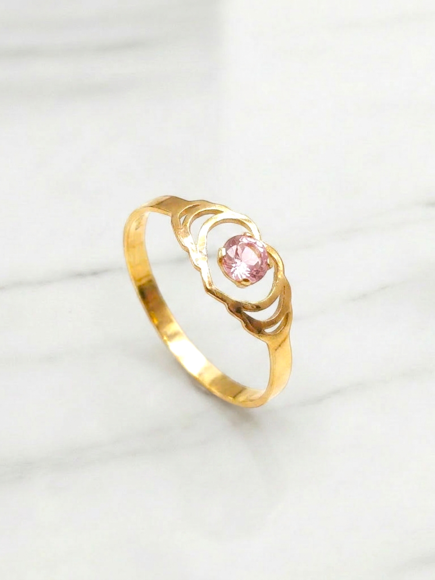 Anillo silueta dos corazones Rosa de francia Oro 18k 4