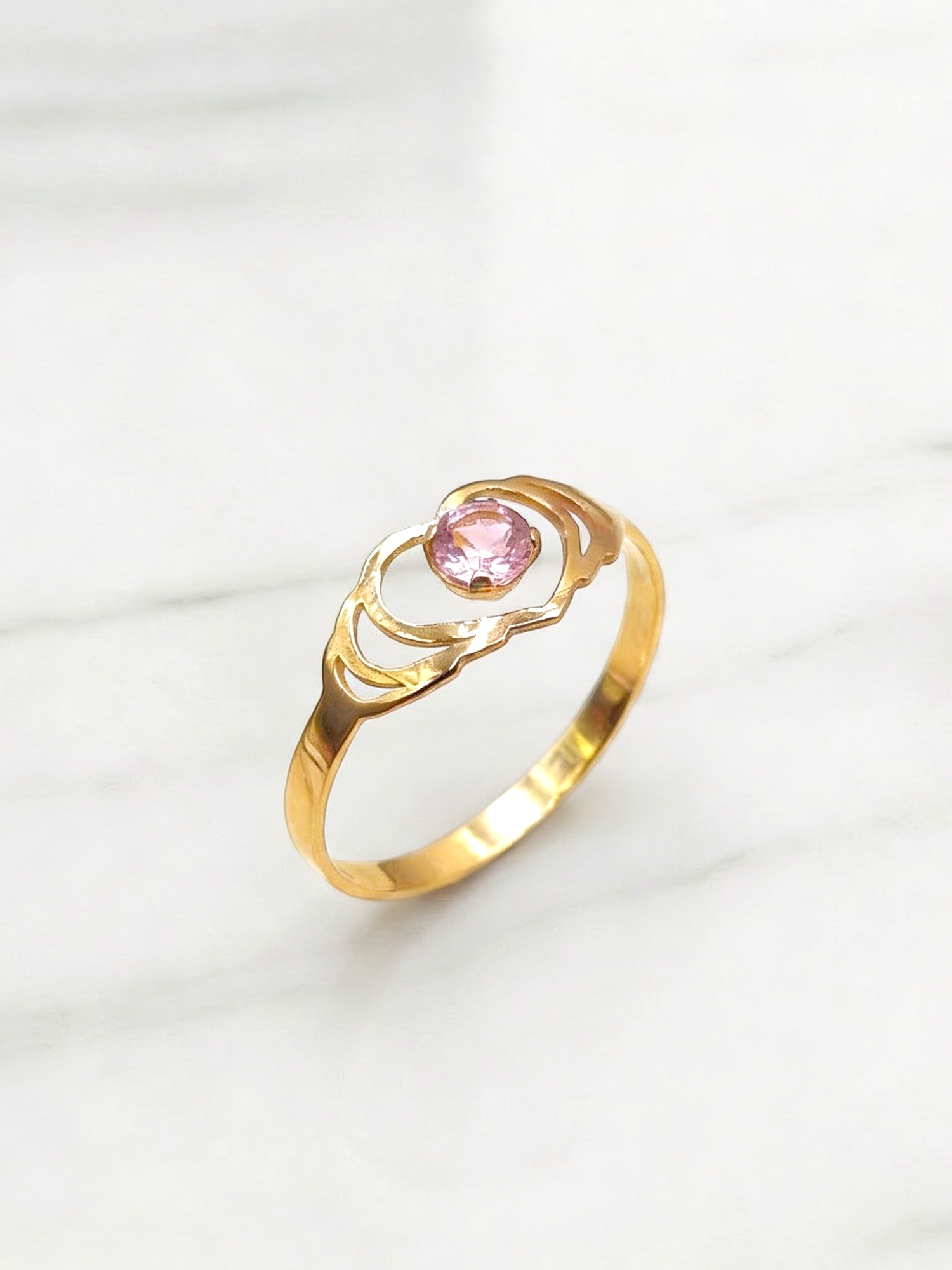 Anillo silueta dos corazones Rosa de francia Oro 18k 1