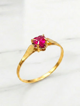 Anillo chatón corazón rubí Oro 18k