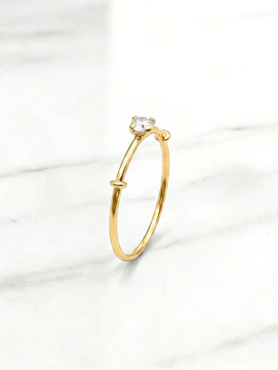 Anillo solitario grifas circón Oro 18k