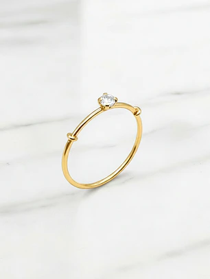 Anillo solitario grifas circón Oro 18k