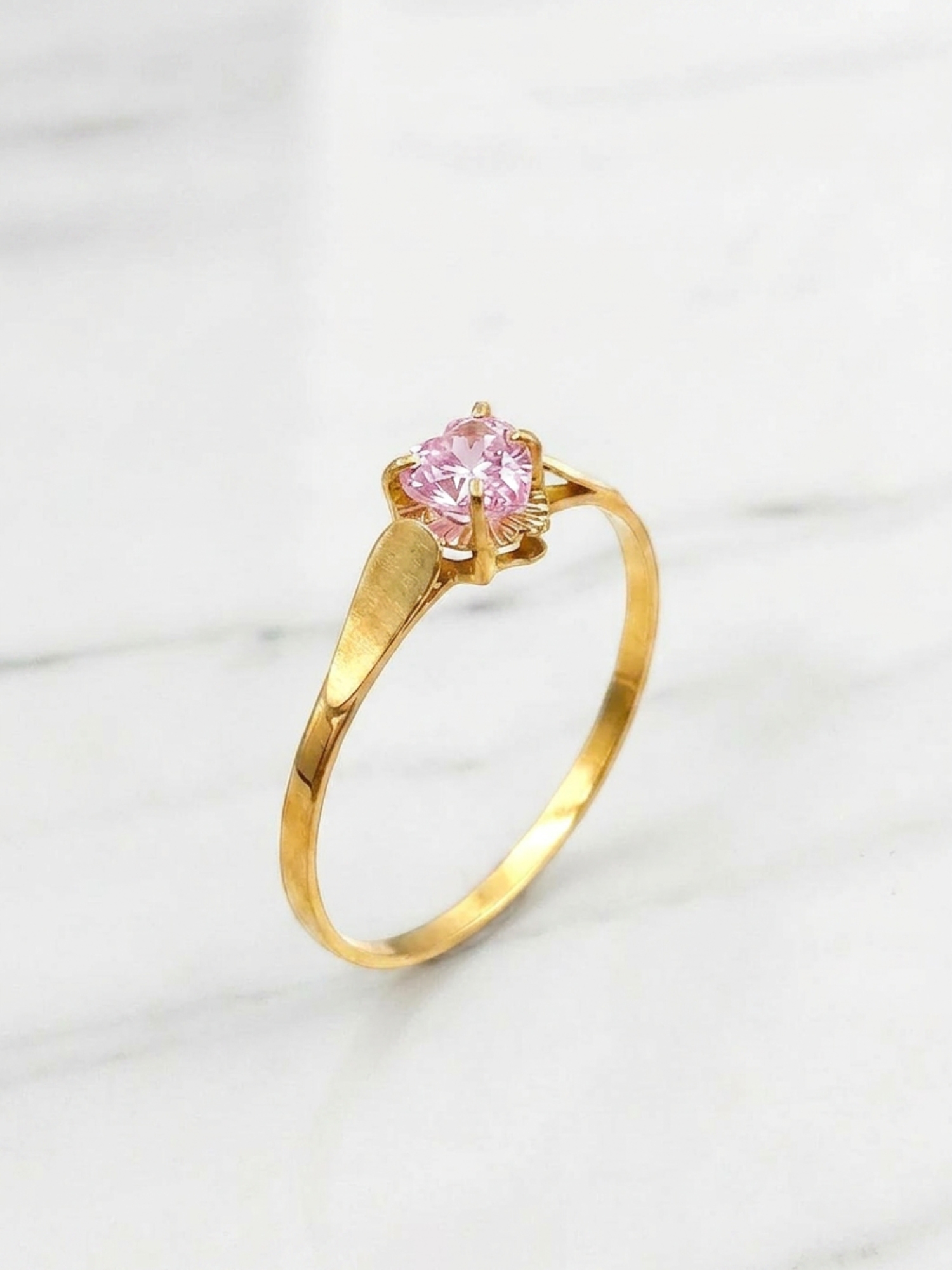 Anillo chatón corazón rosa de Francia Oro 18k 1