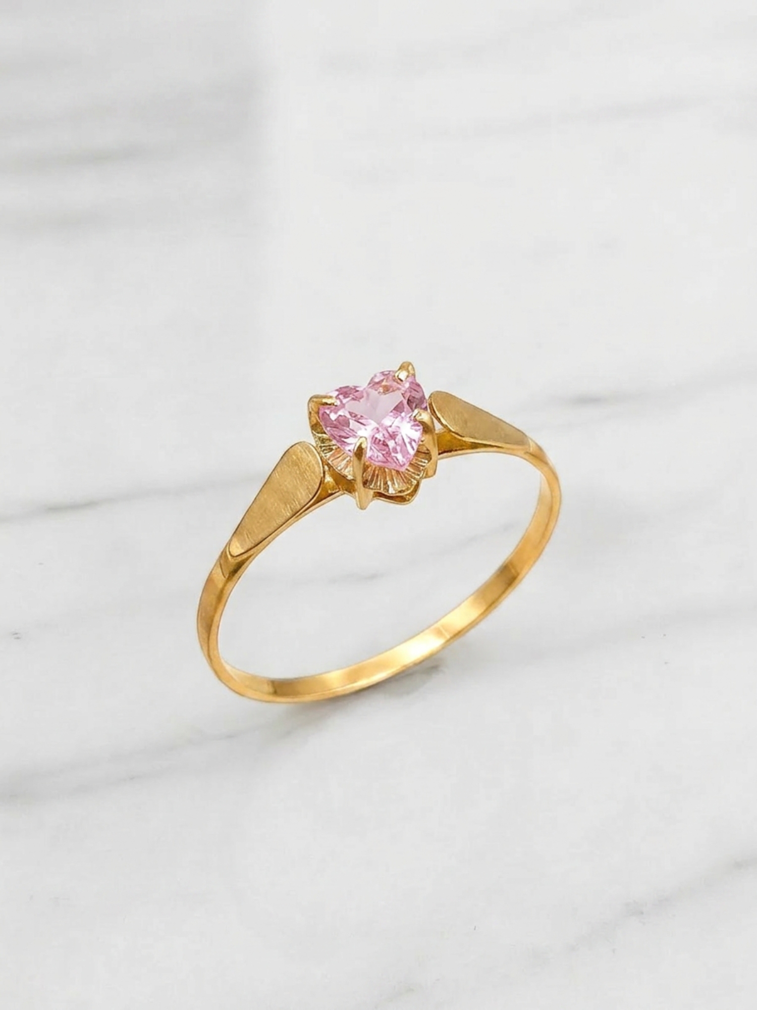 Anillo chatón corazón rosa de Francia Oro 18k 4