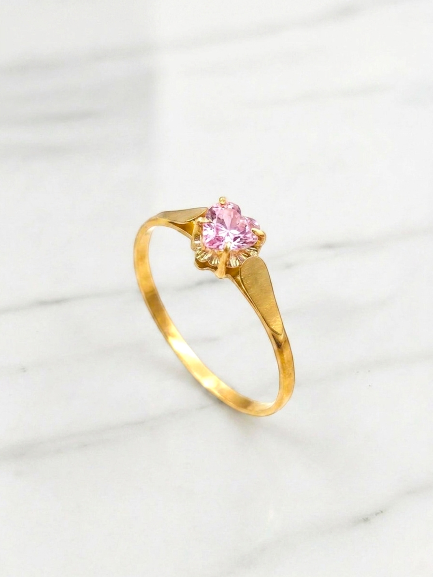 Anillo chatón corazón rosa de Francia Oro 18k 5
